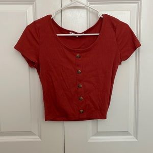 Buttoned Maroon Tee